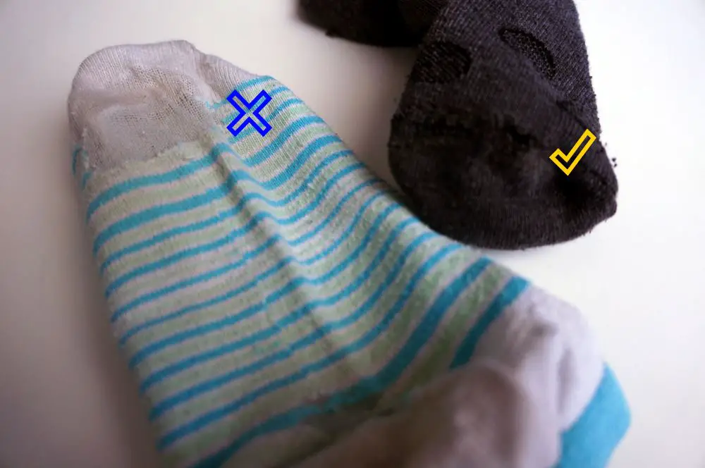 Socks - good and bad condition example