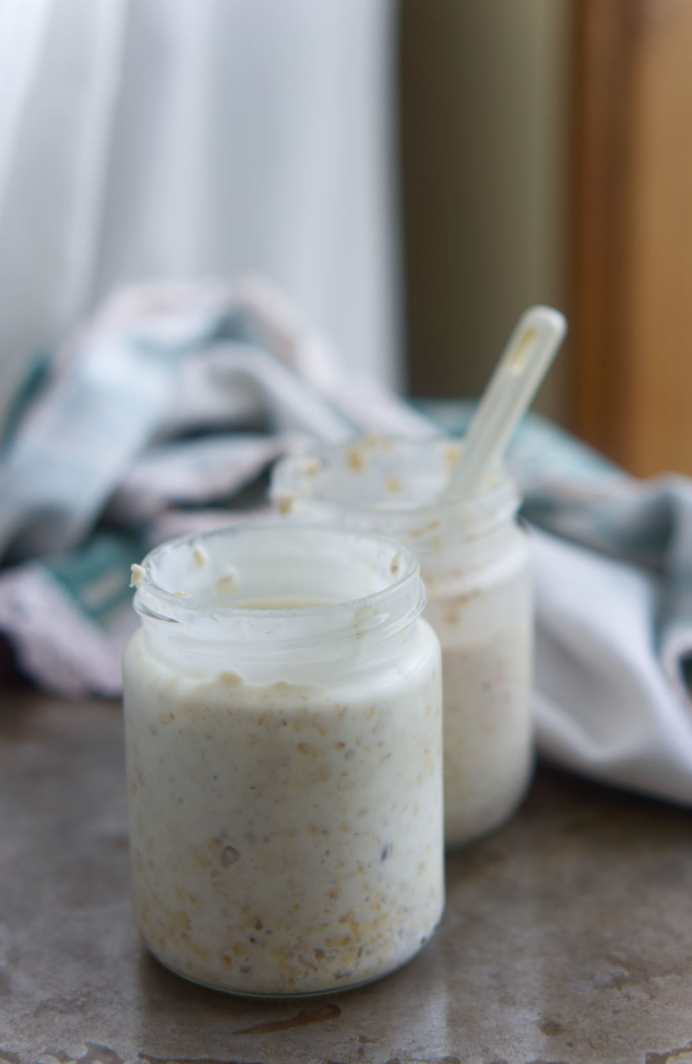 two jars of overnight oats with yogurt
